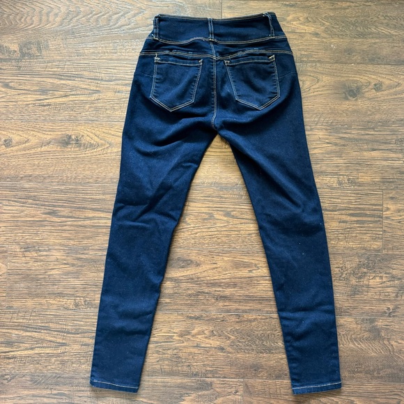Wax Jean Dark Wash 3 Button High Rise Stretch Skinny Denim Jeans Women’s Size 7 - Picture 2 of 5